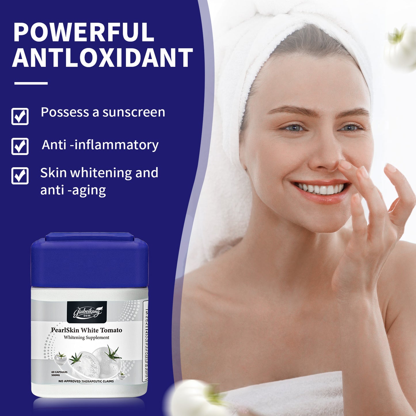 Skin whitening supplement white tomato capsules