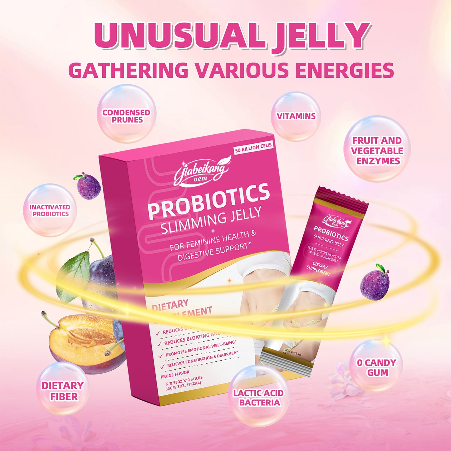 OEM ODM custom private label daily extract probiotics for women wholesale slimming product supplement jelly
