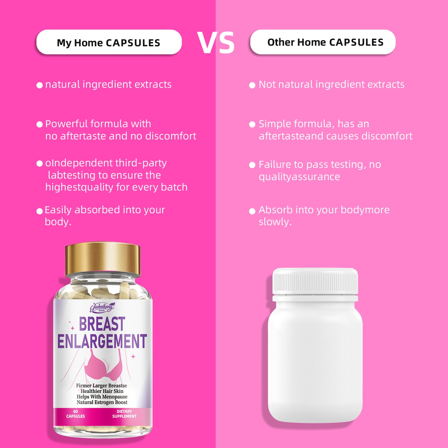 Custom Logo Label Supplement Manufacturer Wholesale Breast Enlargement Firmness Capsules