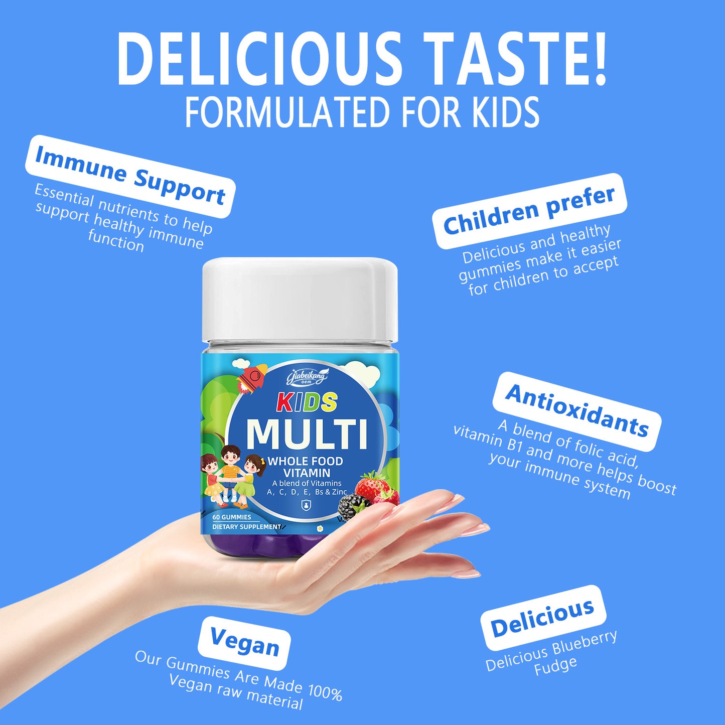 Effective Formula Kids Multi Vitamin Supplement Wholesale Immune Support Multivitmin B B12 Children Gummies
