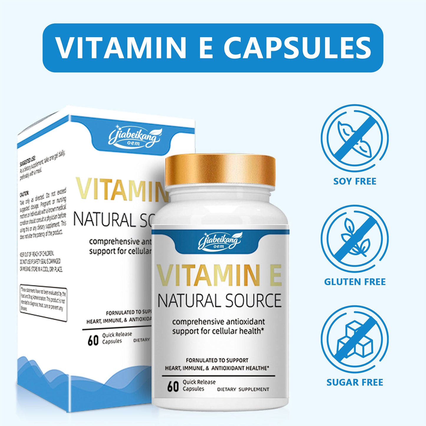 OEM Private Label Food Supplements Vegan Collagen Vitamin E Capsules