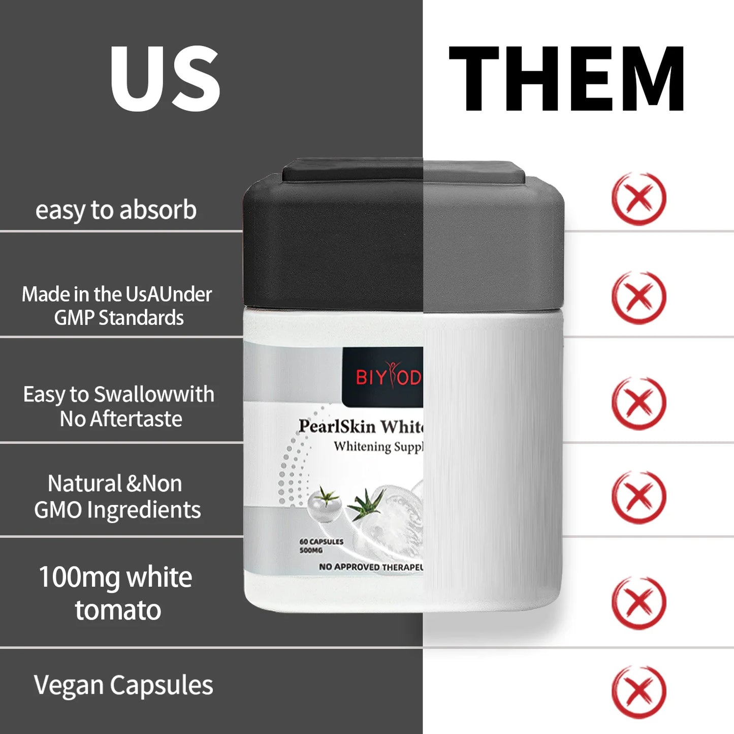 Skin whitening supplement white tomato capsules