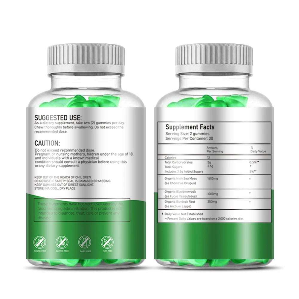 Irish Organic Sea Moss Liquid Gel Weight Loss Supplement Antioxidants Immunity Booster Burdock Root Immune System gummies
