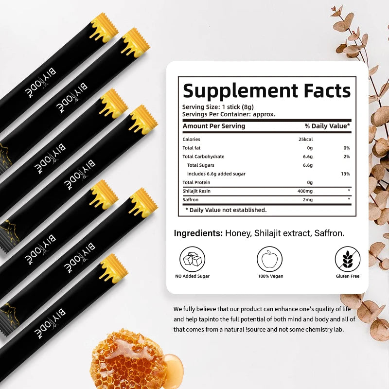 biyode effective formula fulvic acid orginic honey supplement ready stock fast shipping wholesale shilajit honey sticks