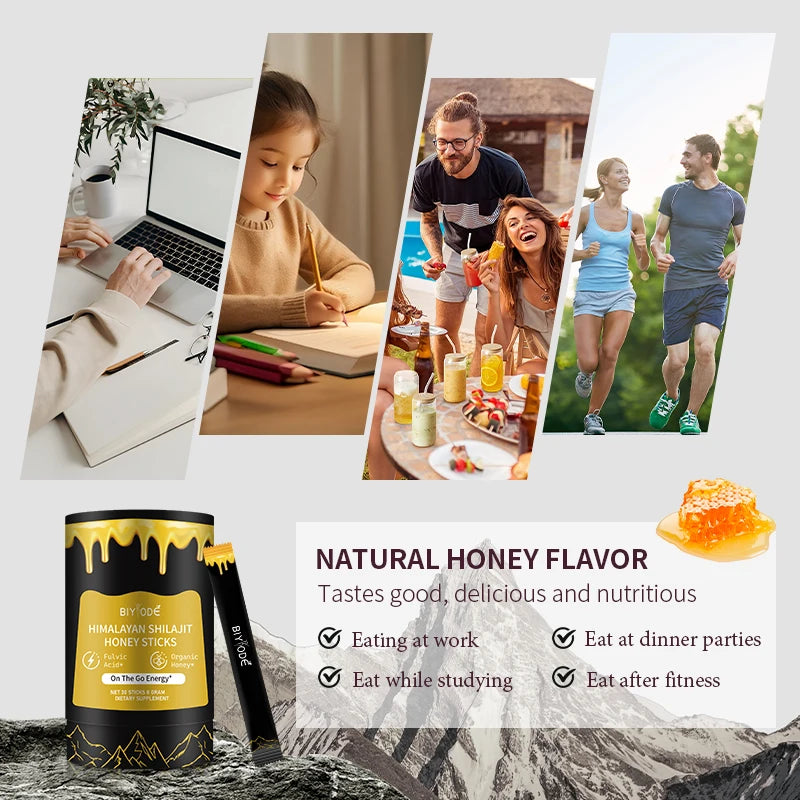 biyode effective formula fulvic acid orginic honey supplement ready stock fast shipping wholesale shilajit honey sticks
