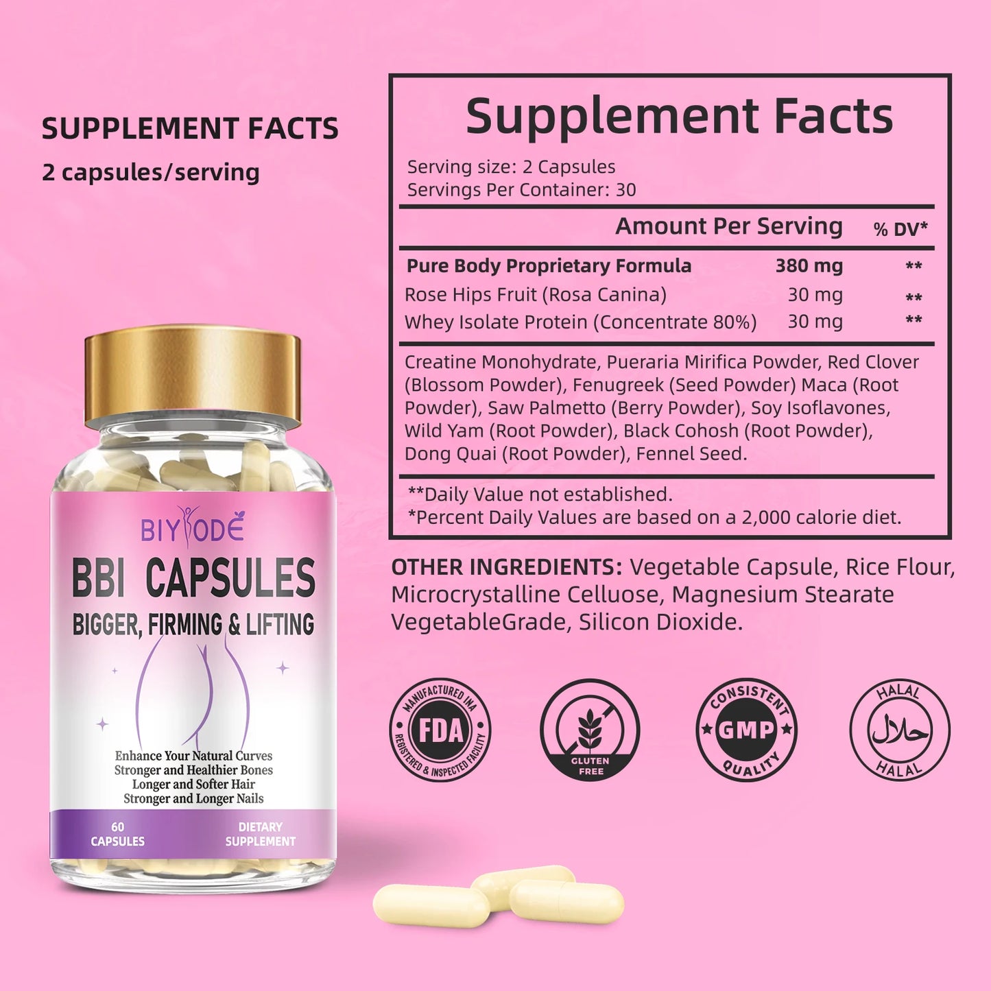 Jiabeikang Factory Ready Stock Wholesale OEM ODM Custom BBL Capsules Enhances Curves Breast Butt Bigger Firming Lifting