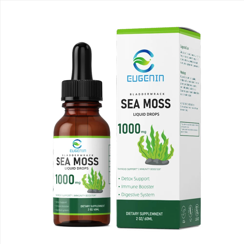 Organic sea moss colon cleanse detox bladder wrack 1000mg weight health supplement private label custom vitamin seamoss oil drop