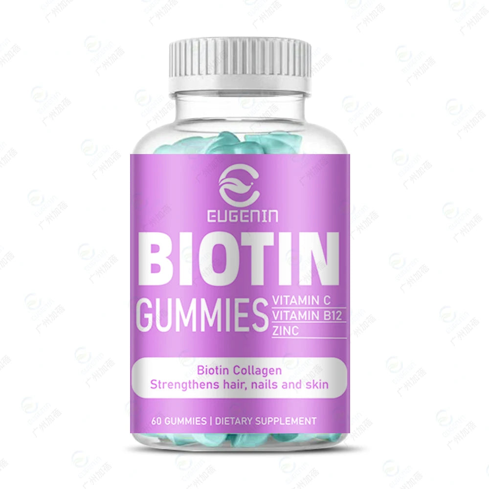 Halal Factory Vegan Sugar Free Hair Nails and Skin Growth Wholesale Vitamin c B12 Zin c Dietary Supplement Biotin Gummies