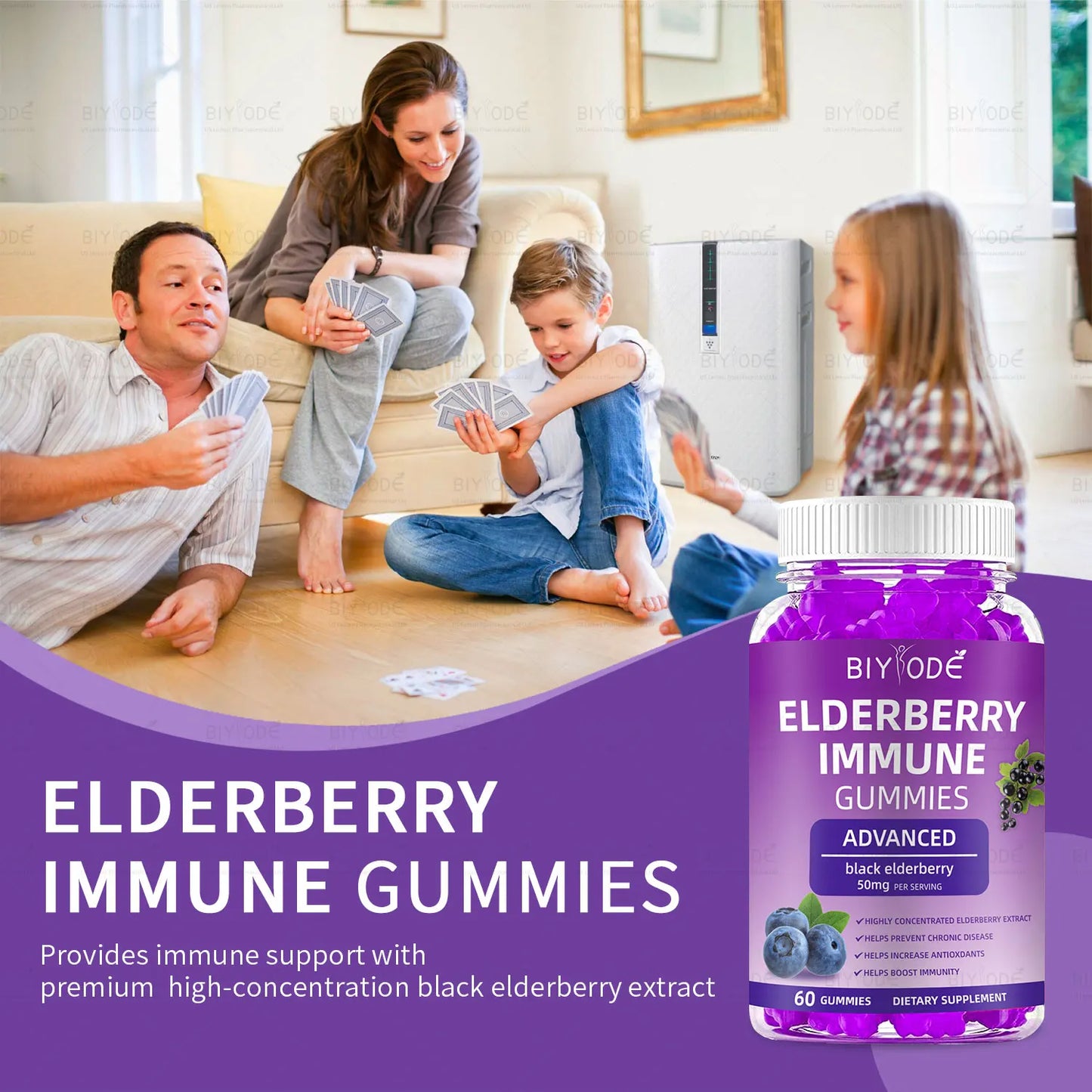 Jiabeikang Factory OEM ODM Custom Ready Stock Wholesale Immune Health Zinc Multi Vitamin Supplements Black Elderberry Gummies