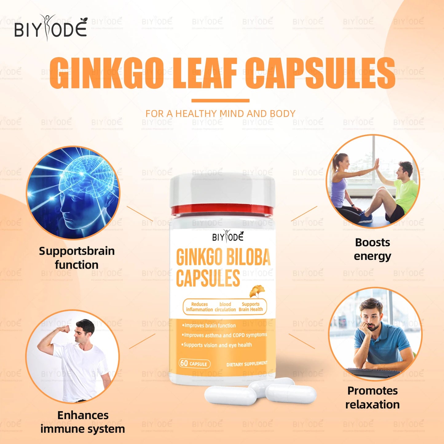 Jiabeikang Factory OEM ODM Custom Ready Stock Wholesale Brain Vision and Eye Health Herbal Supplement Ginkgo Biloba Capsules