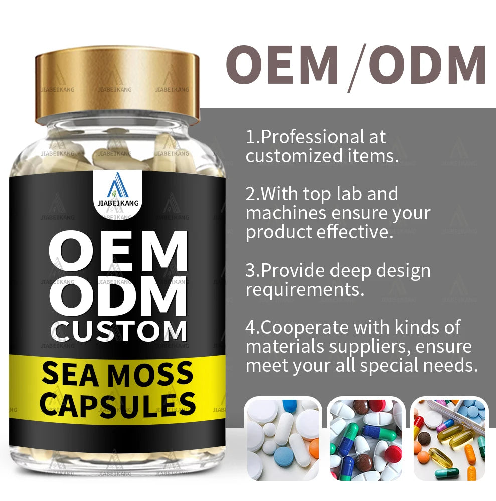 Certificate Factory NSF HALAL COA GMP Wholesale Irish Sea Moss Tablets Shilajit Lions Mane Sea Moss Capsules