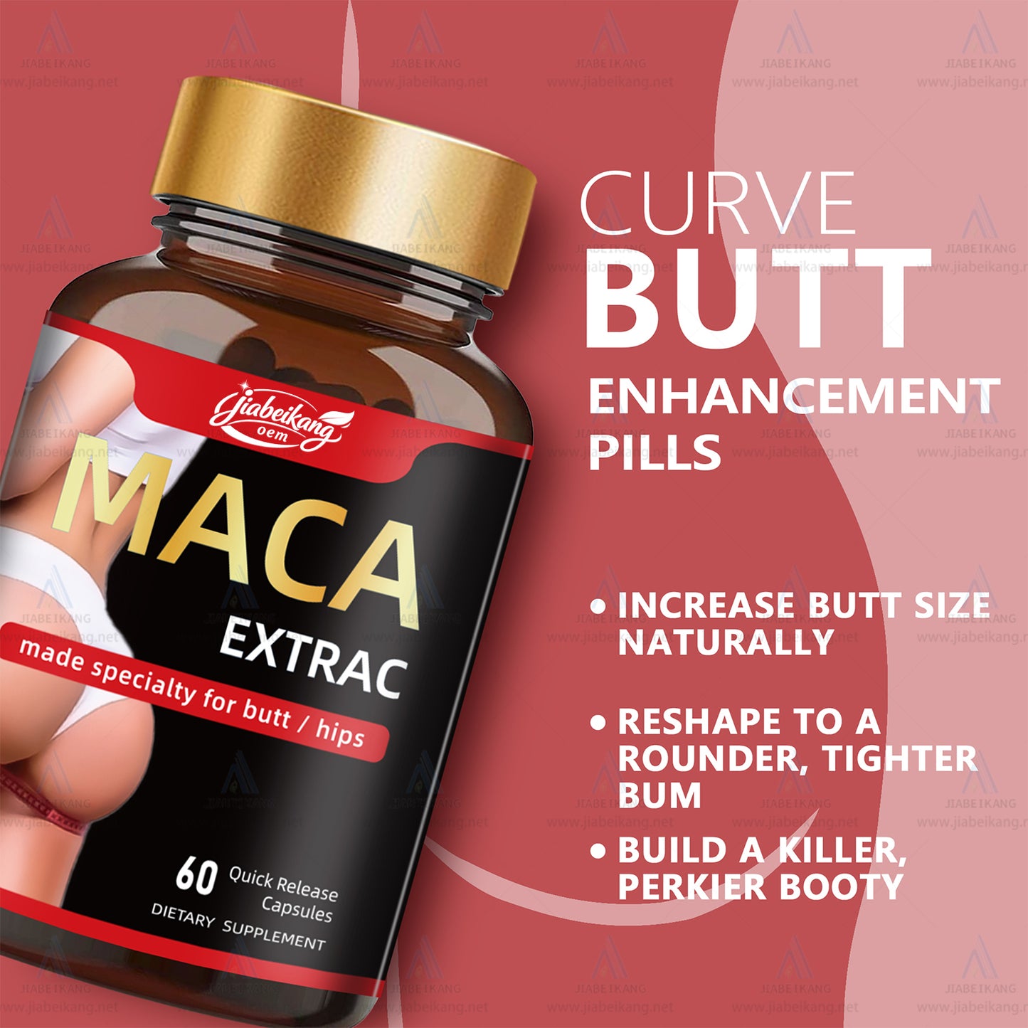 Pink maca extract herbal supplement for hip and butt enlargement bbl capcules