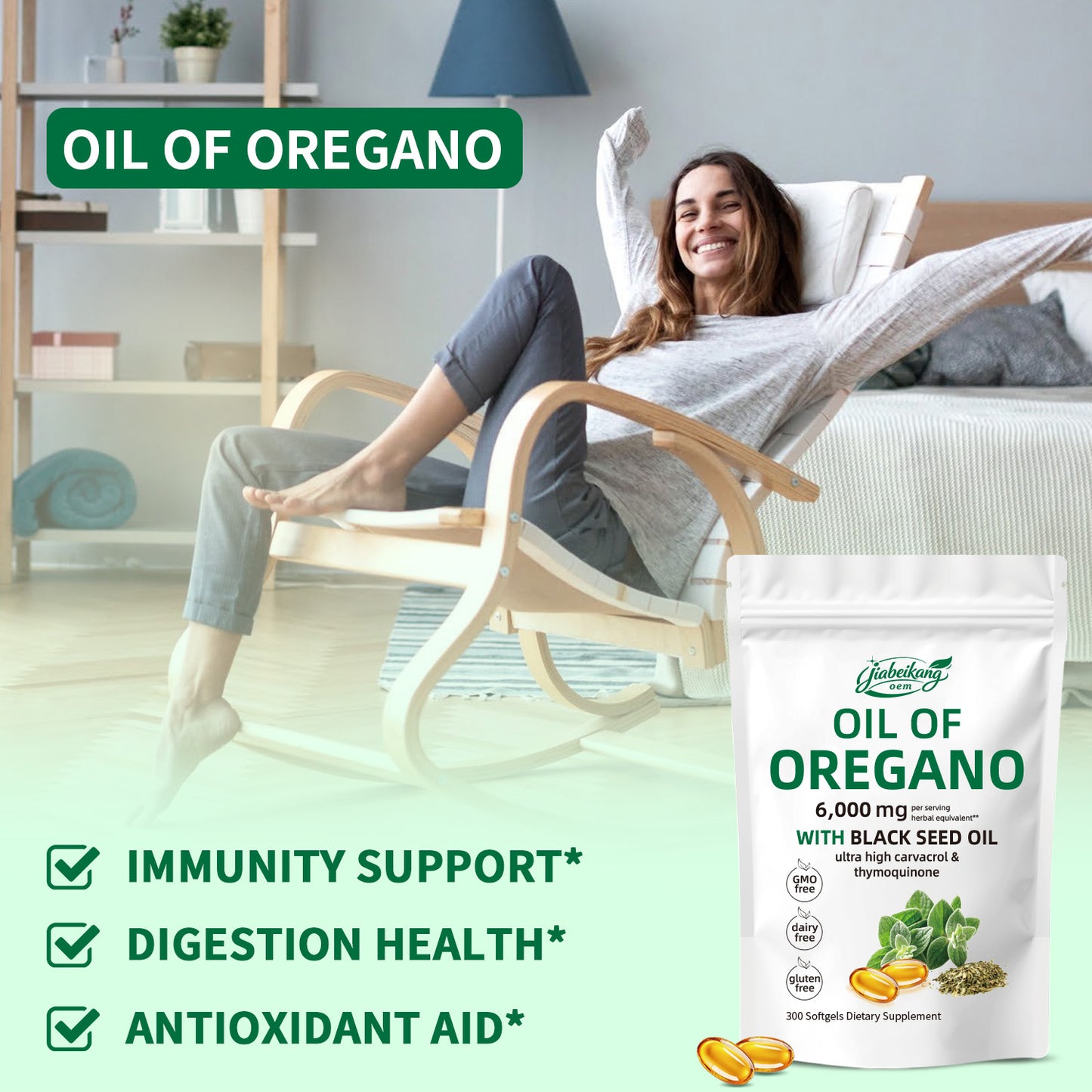 Organic oregano extract high potency herbal supplement black seed oil oregano softgel capsules