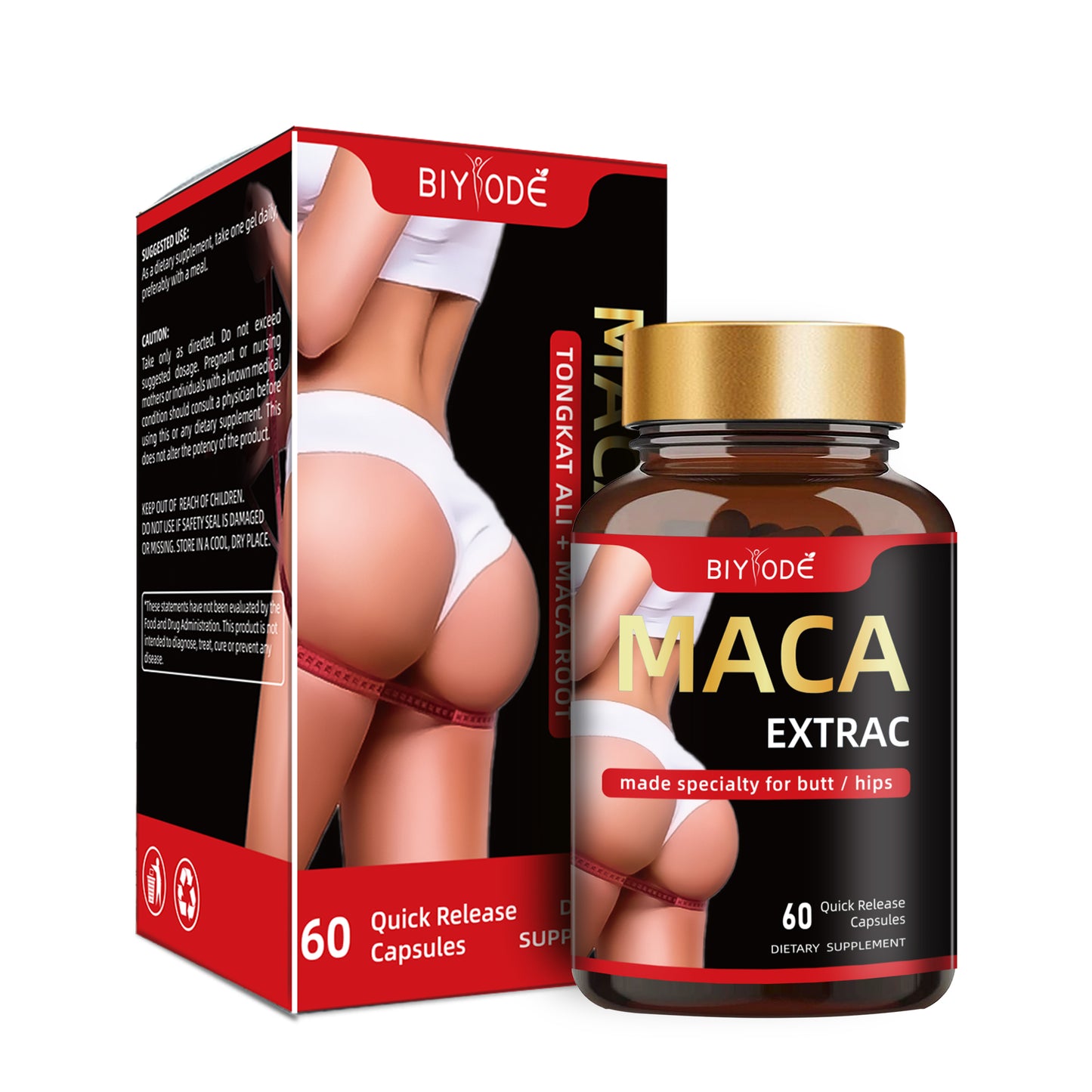 Pink maca extract herbal supplement for hip and butt enlargement bbl capcules