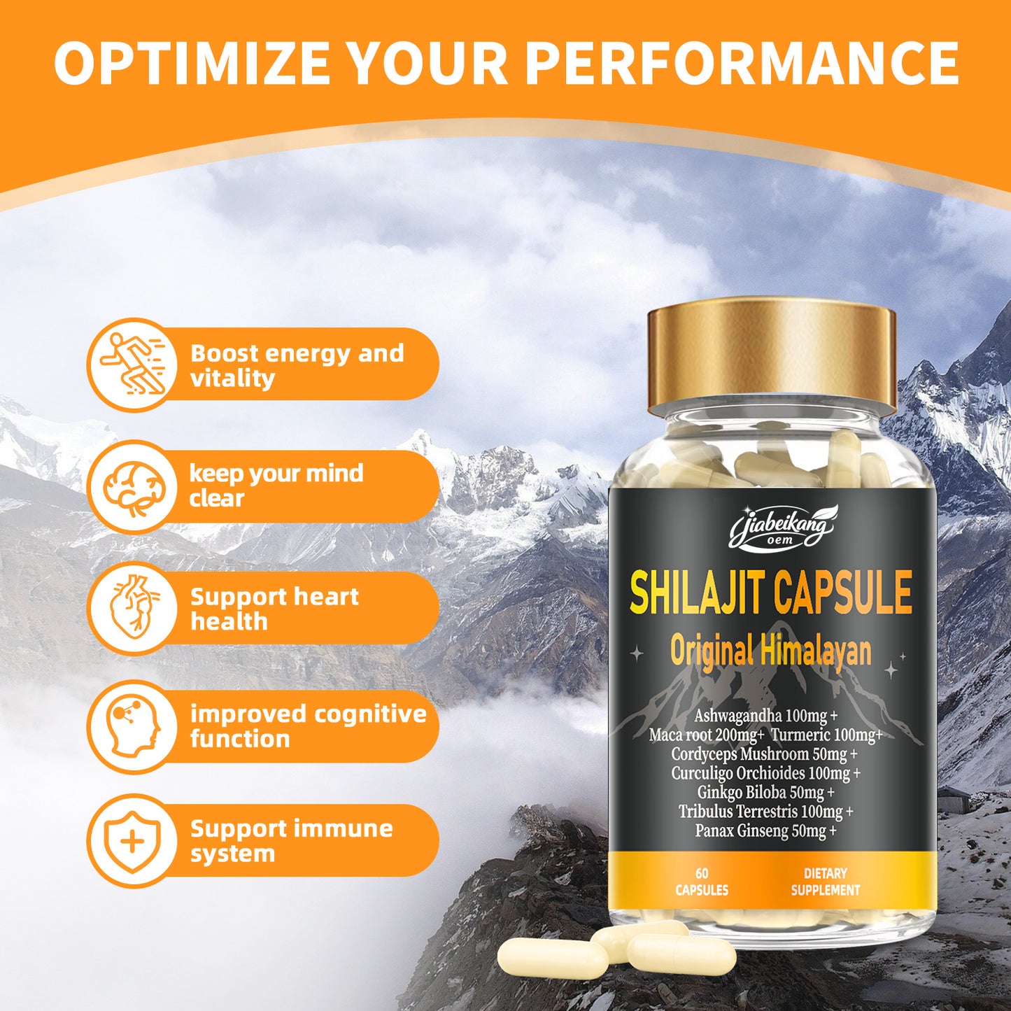 OEM ODM custom private label supplement manufacturer herbal supplement shilajit capsules