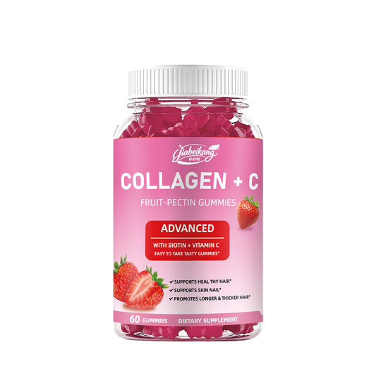 Fast shipping ready stock wholesale strawberry flovar organic multivitamins skin hair nails health  whitening collagen+c gummies