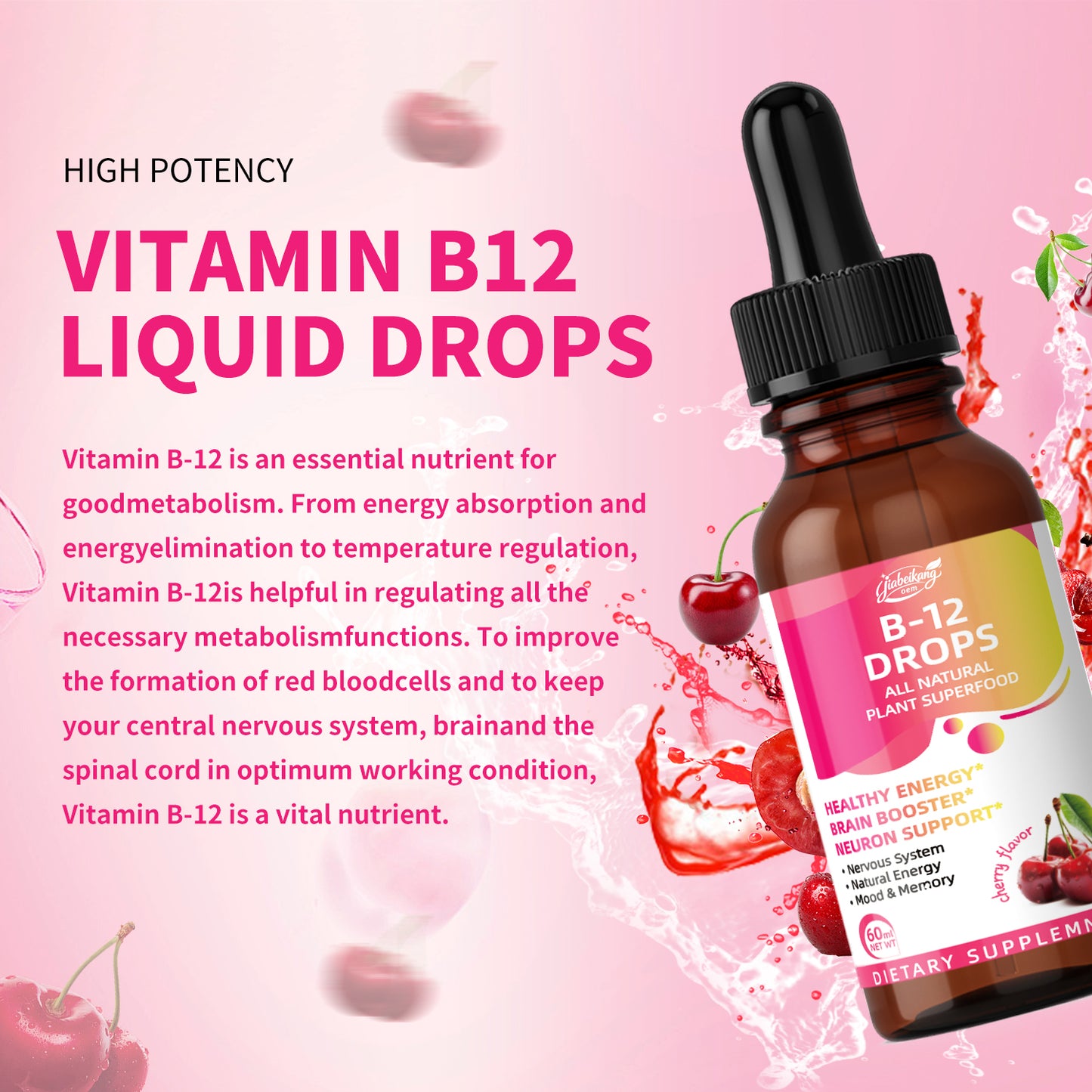 B12 vitamin and supplement wholesale energy booster support liquid drops