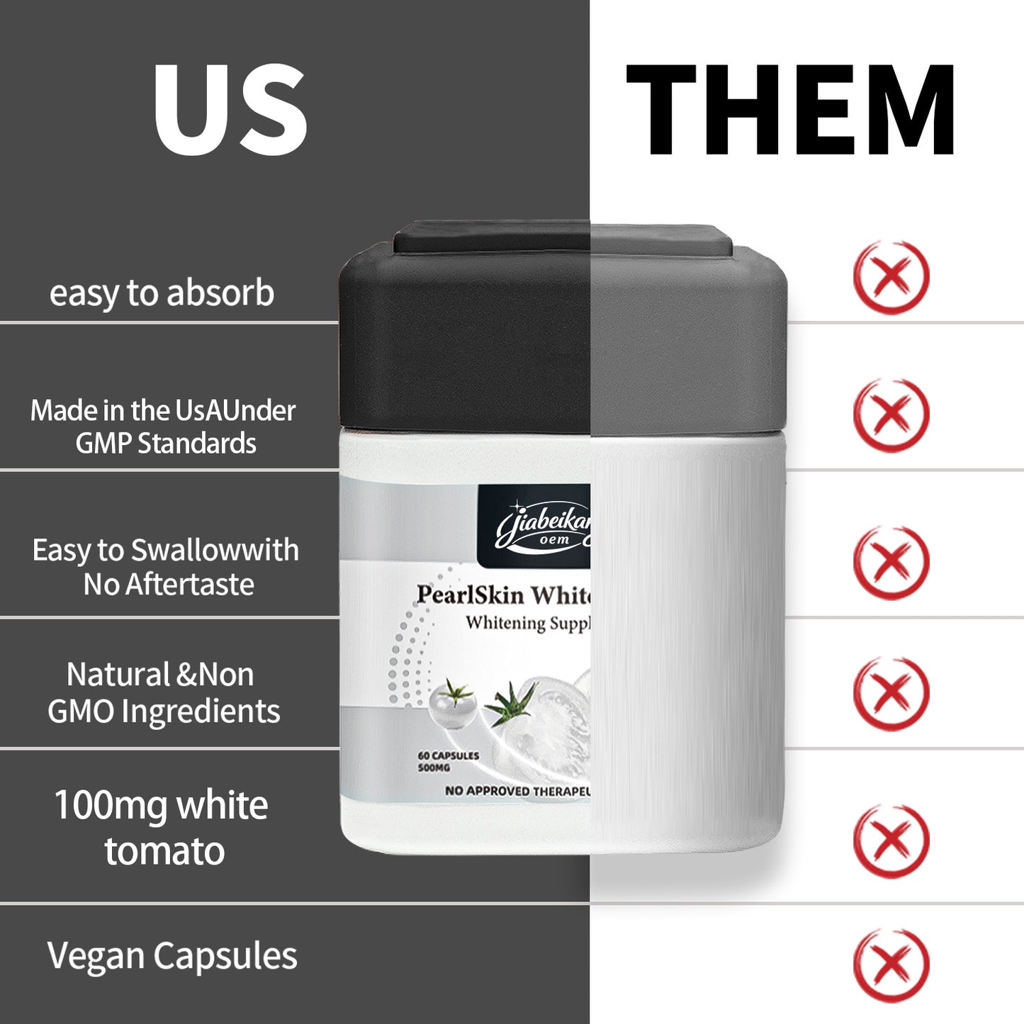 Skin whitening supplement white tomato capsules