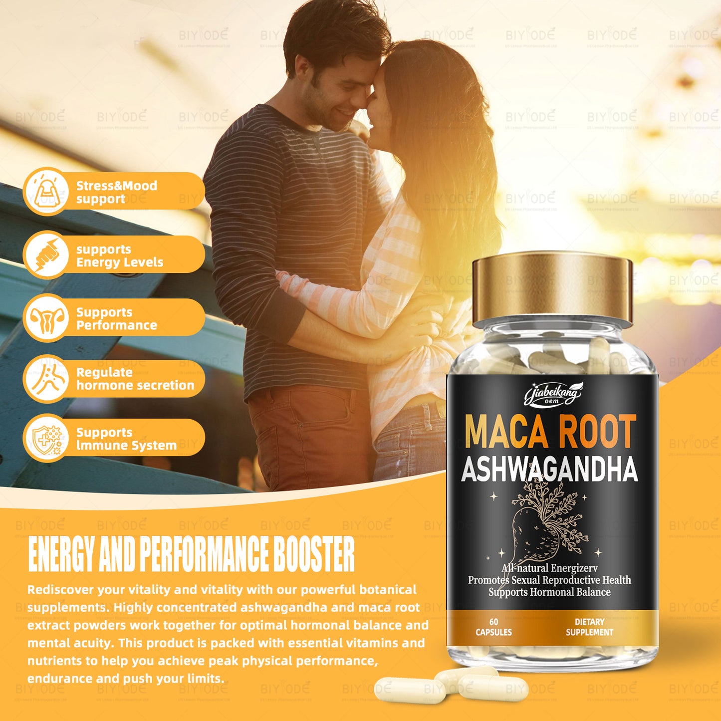 OEM ODM custom private label supplement manufacturer herbal supplements maca roots ashwagandha capsules