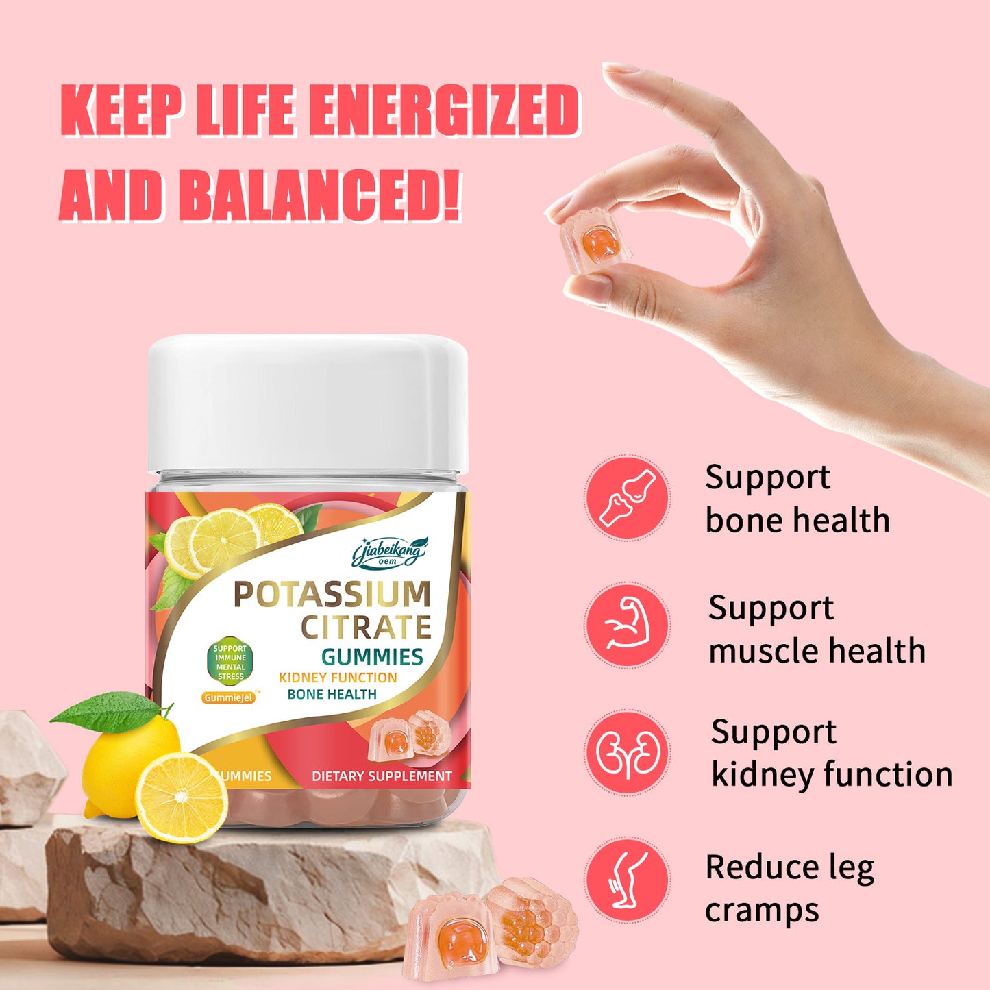 Jiabeikang Factory effective formula potassium citrate multivitamin supplement natural kidney detox cleanse health gummies