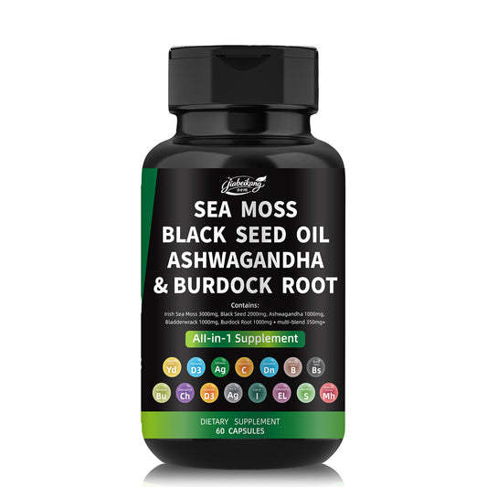 Effective formula ready stock wholesale private label sea moss ashwagandha black seed oil  multivitamin seamoss capsules