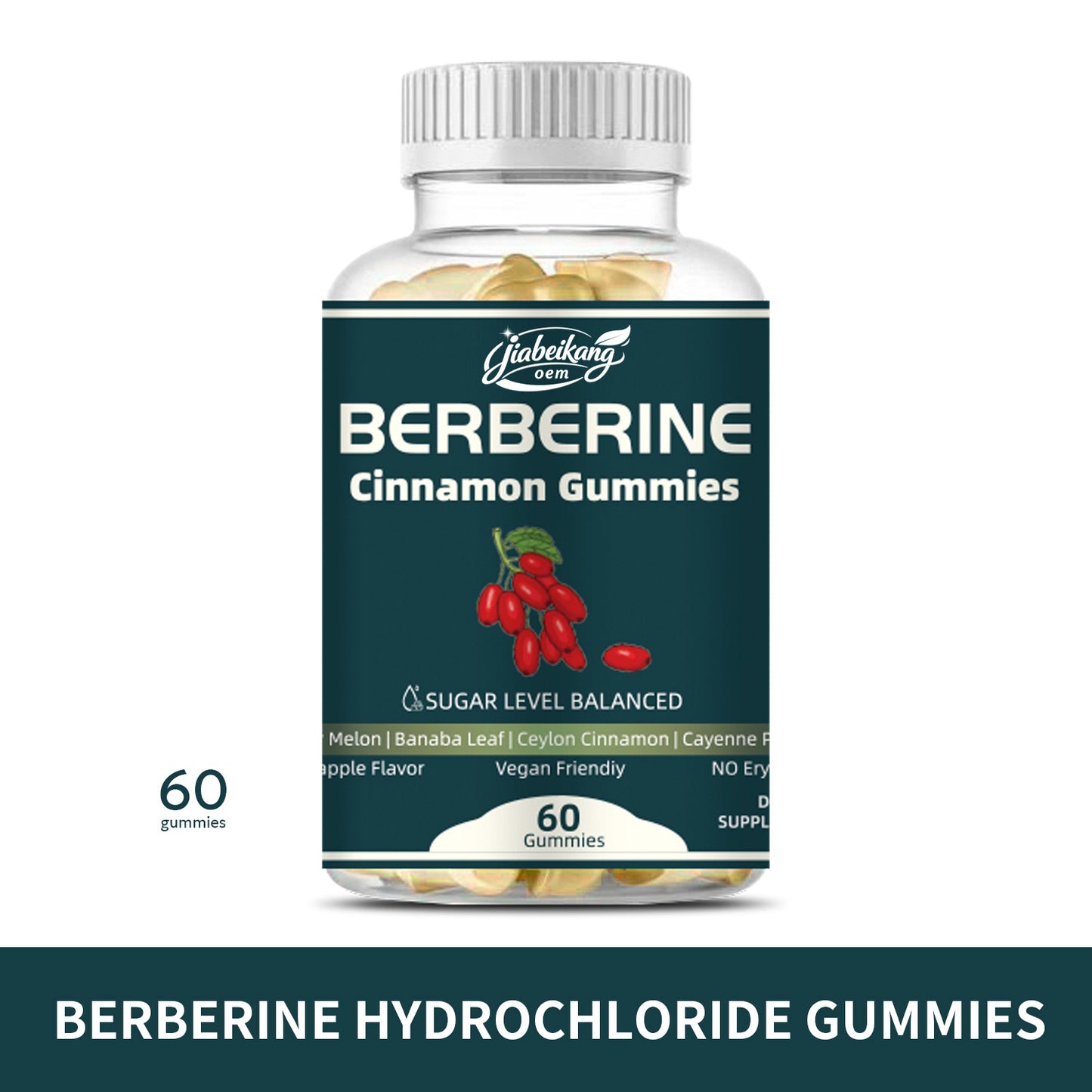 Jiabeikang Factory OEM ODM Custom Ready Stock Wholesale Herbal Supplement Stabilize Blood Sugar Berberine Cinnamon Gummies