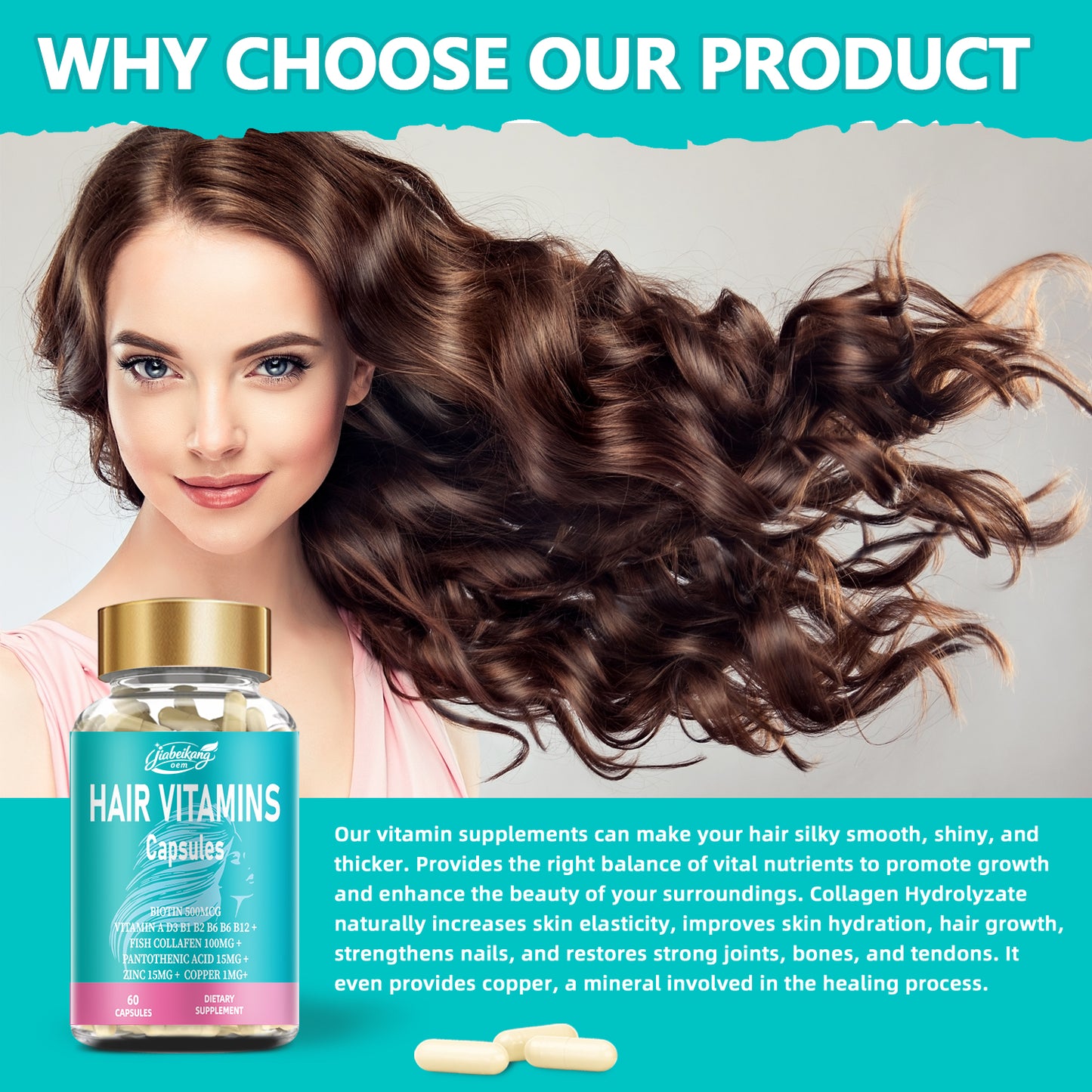 hot sale wholesale hair vitamins nails and skin capsules