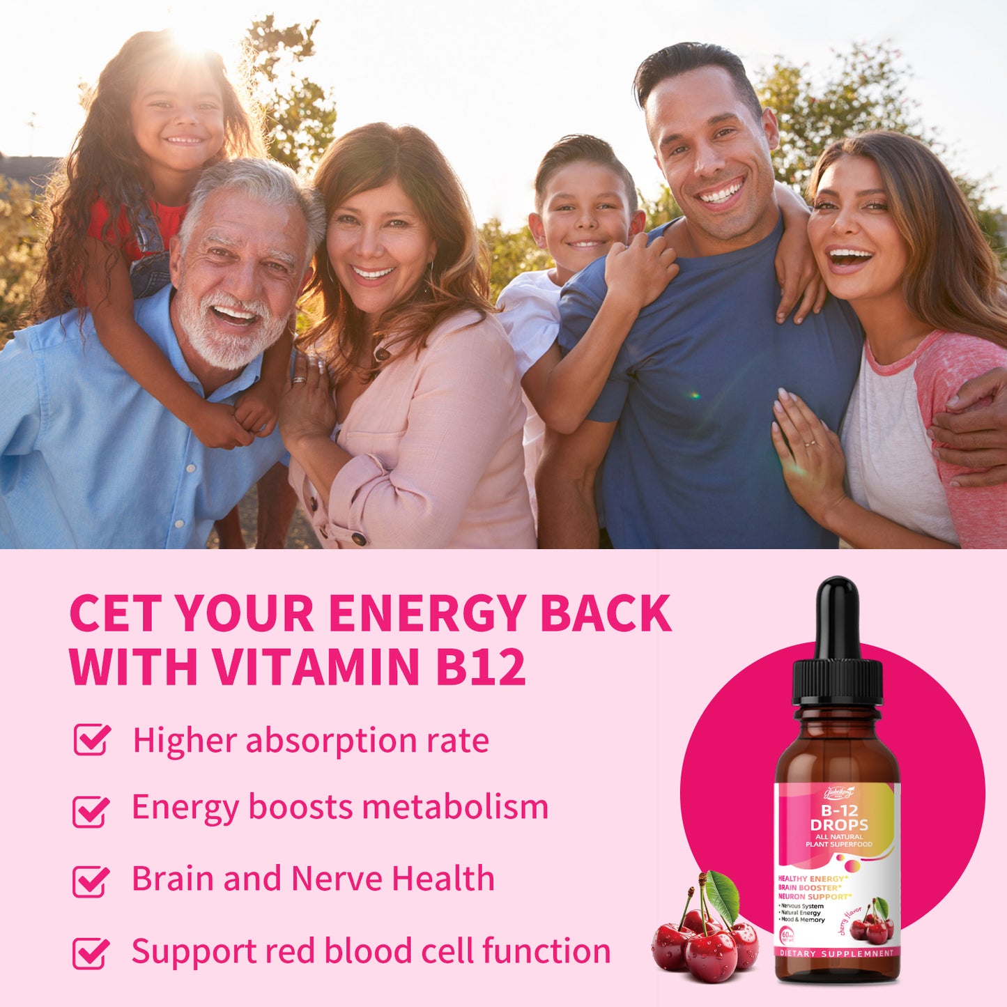 B12 vitamin and supplement wholesale energy booster support liquid drops