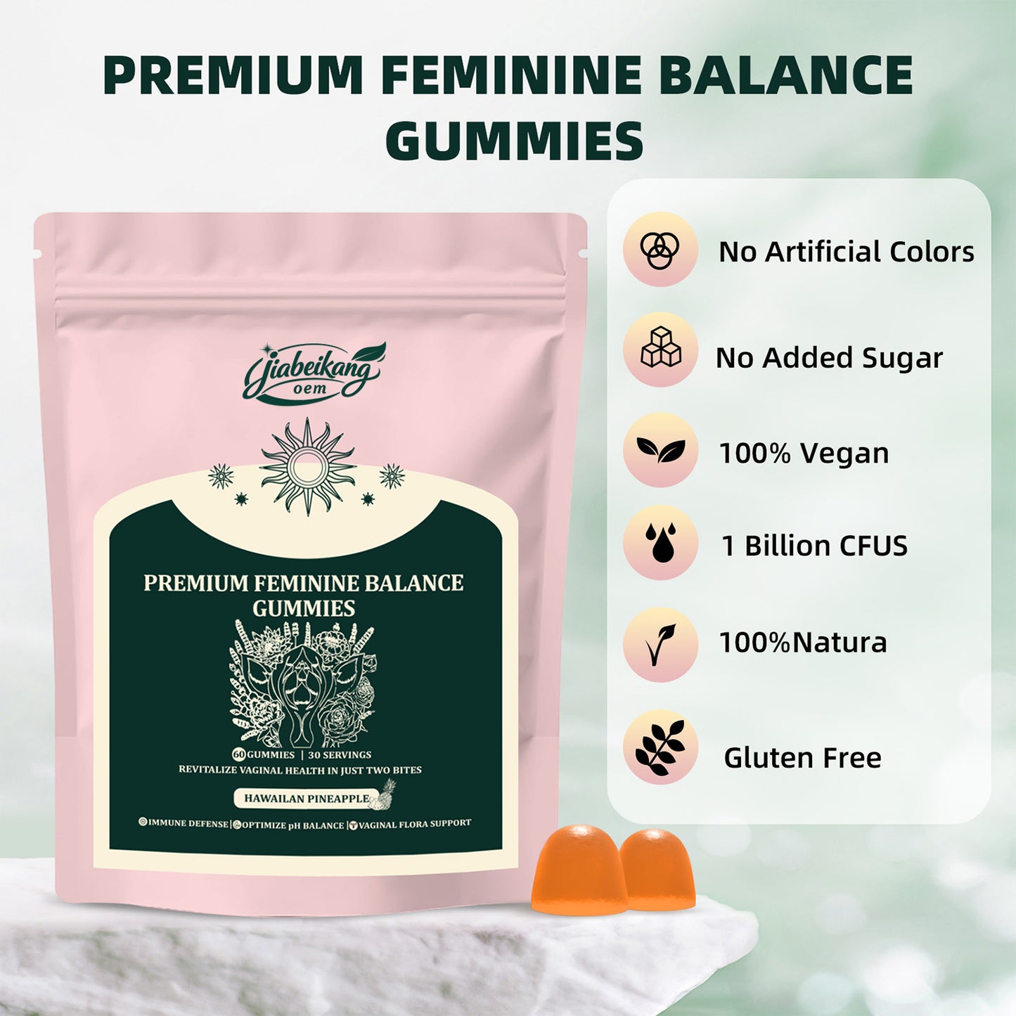 Jiabeikang Factory Ready Stock Wholesale OEM ODM Custom Vaginal Vitamin Healthy Vaginal Flora Feminine Balance Gummies