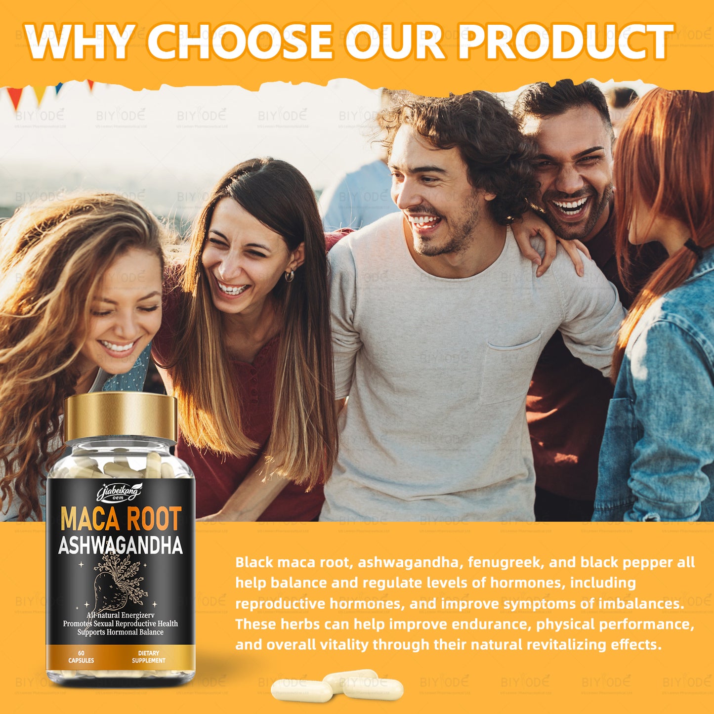 OEM ODM custom private label supplement manufacturer herbal supplements maca roots ashwagandha capsules