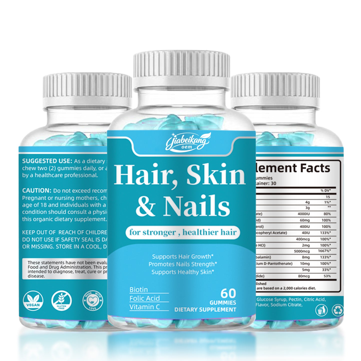 Private Label Candy Gummy Vitamins Hair Growth and Healthcare Supplements for Hair Skin Nails Promotion Development