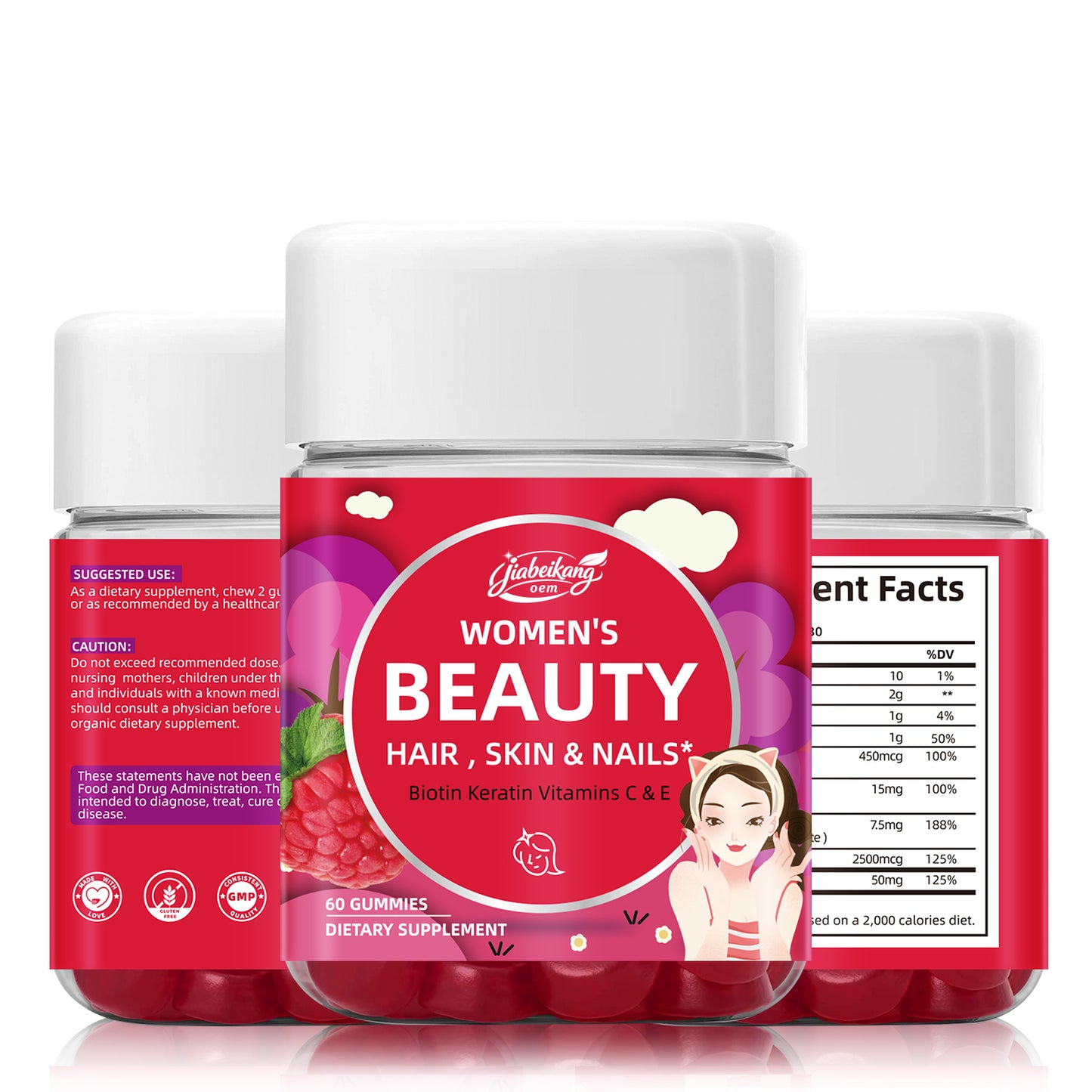 Professional Manufacturer OEM ODM Custom Wholesale Biotin Multivitamin Supplement Skin Hair Nails Health Women Beauty Gummies