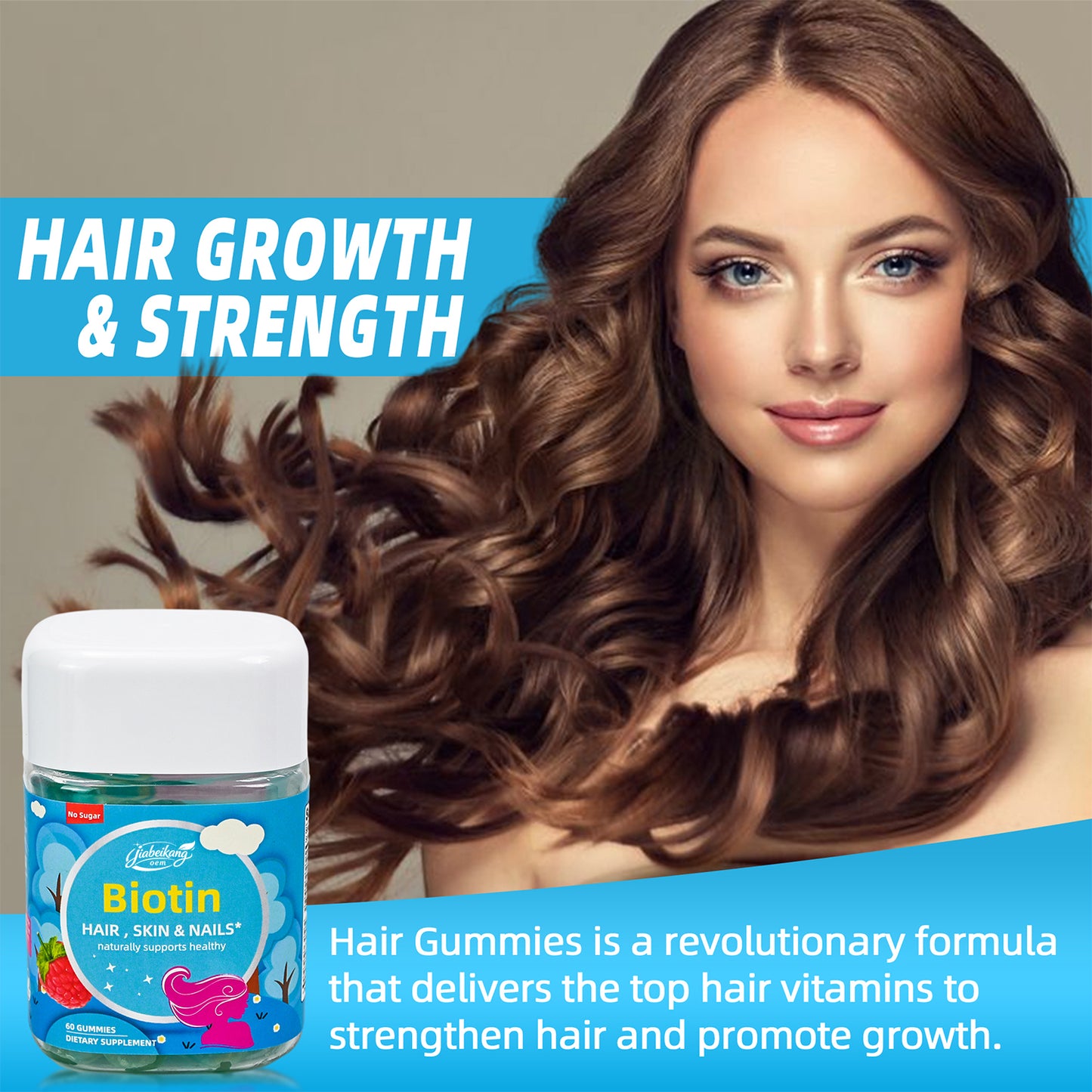 Custom gummies suite similar package with biotin collagen vitamin gaba and glutathione probiotic healthcare supplement gummies