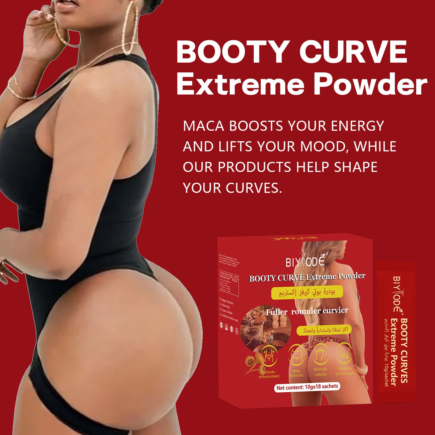 Booty Curve Extreme Powder OEM ODM Wholesale Custom Private Label Maca Powder Booty Curve Buttocks Enhancement Body Shaping Energy Boost Support Male Health Female Hormone Support