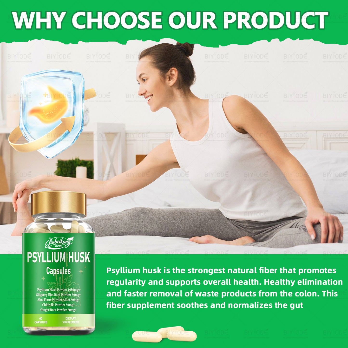 custom logo label supplement manufacturer Promotes intestinal health psyllium husk powder capsules