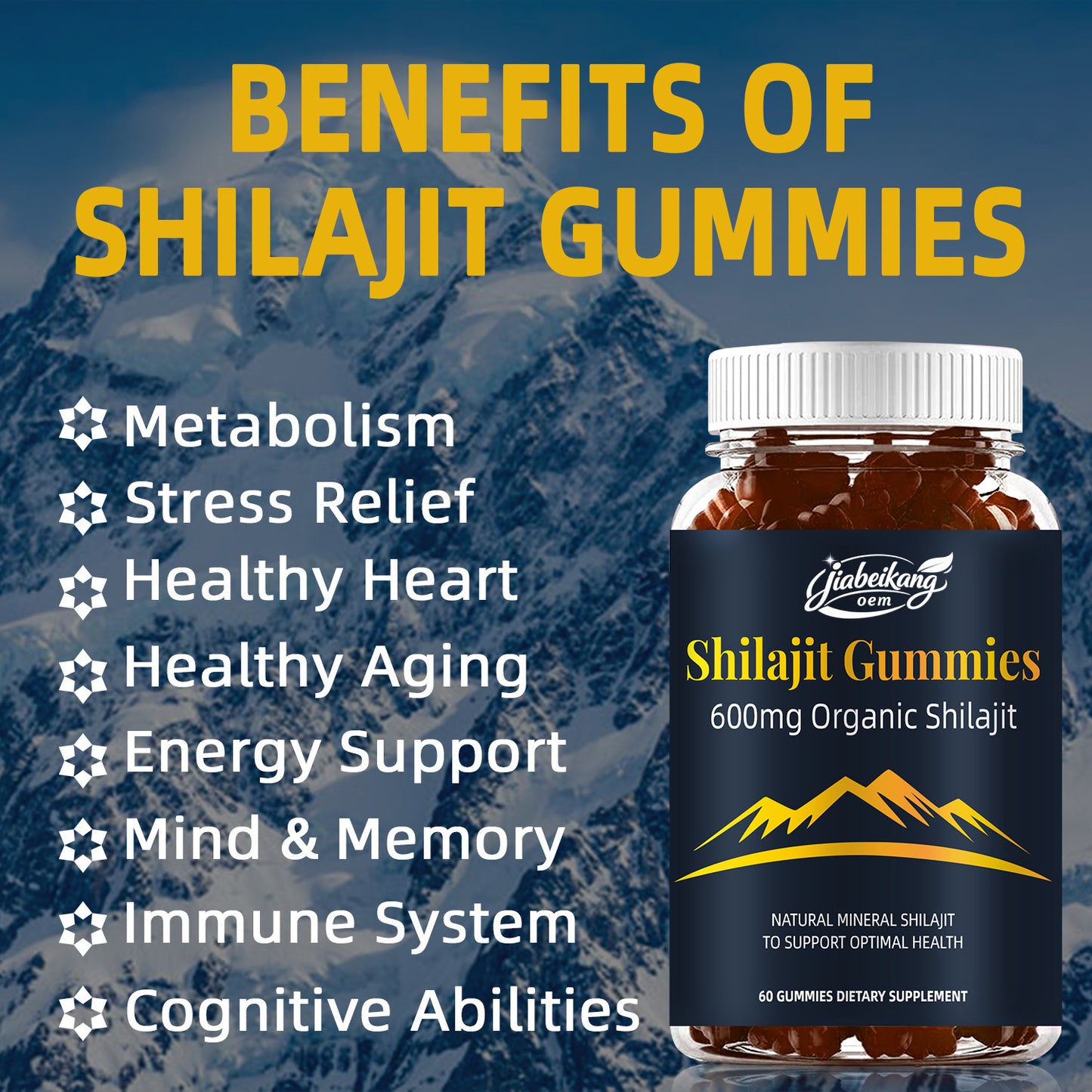 600mg Original Pure Himalayan Increases Energy Immune Support Herbal Health Supplement Shilajit Gummies