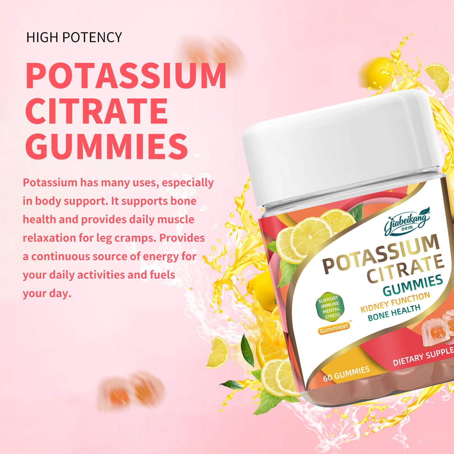 Jiabeikang Factory effective formula potassium citrate multivitamin supplement natural kidney detox cleanse health gummies