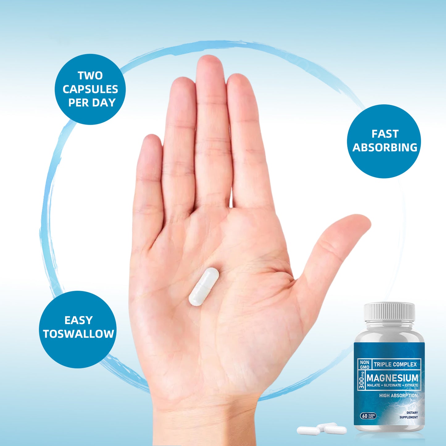 OEM custom private label magenesium glycinate supplement triple complex magnesium capsules