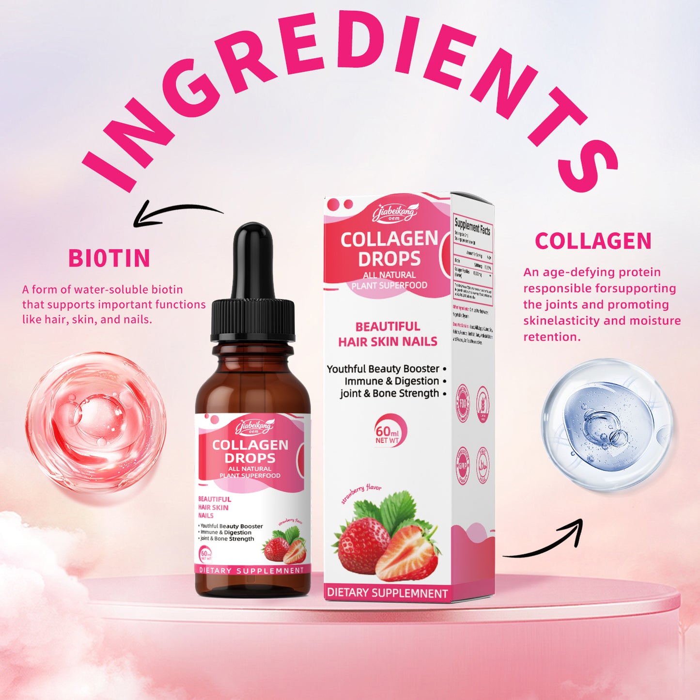 OEM ODM custom collagen marin for the skin whitening dietary supplement wholesale drink liquid multi collagen drops
