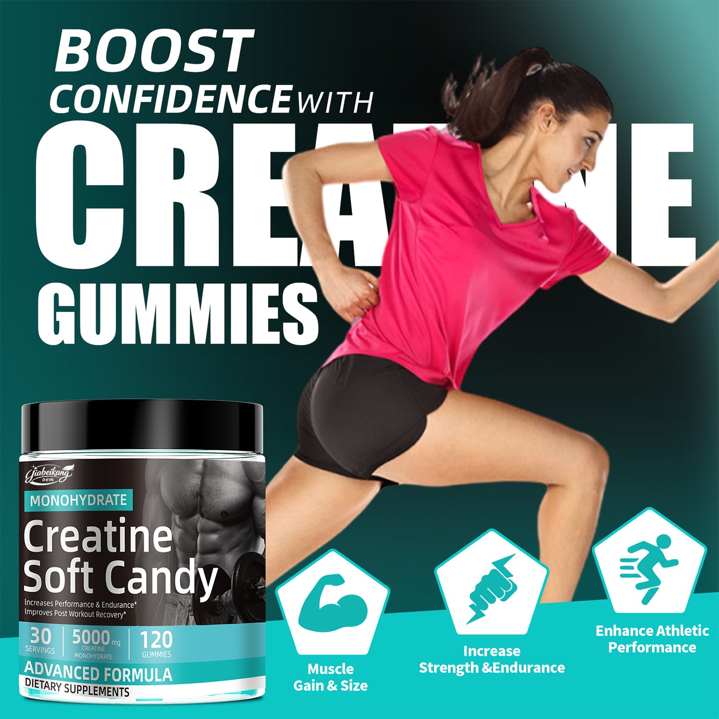 Creatine monohydrate pre workout supplement energy booster wholesale creatine soft candy gummies