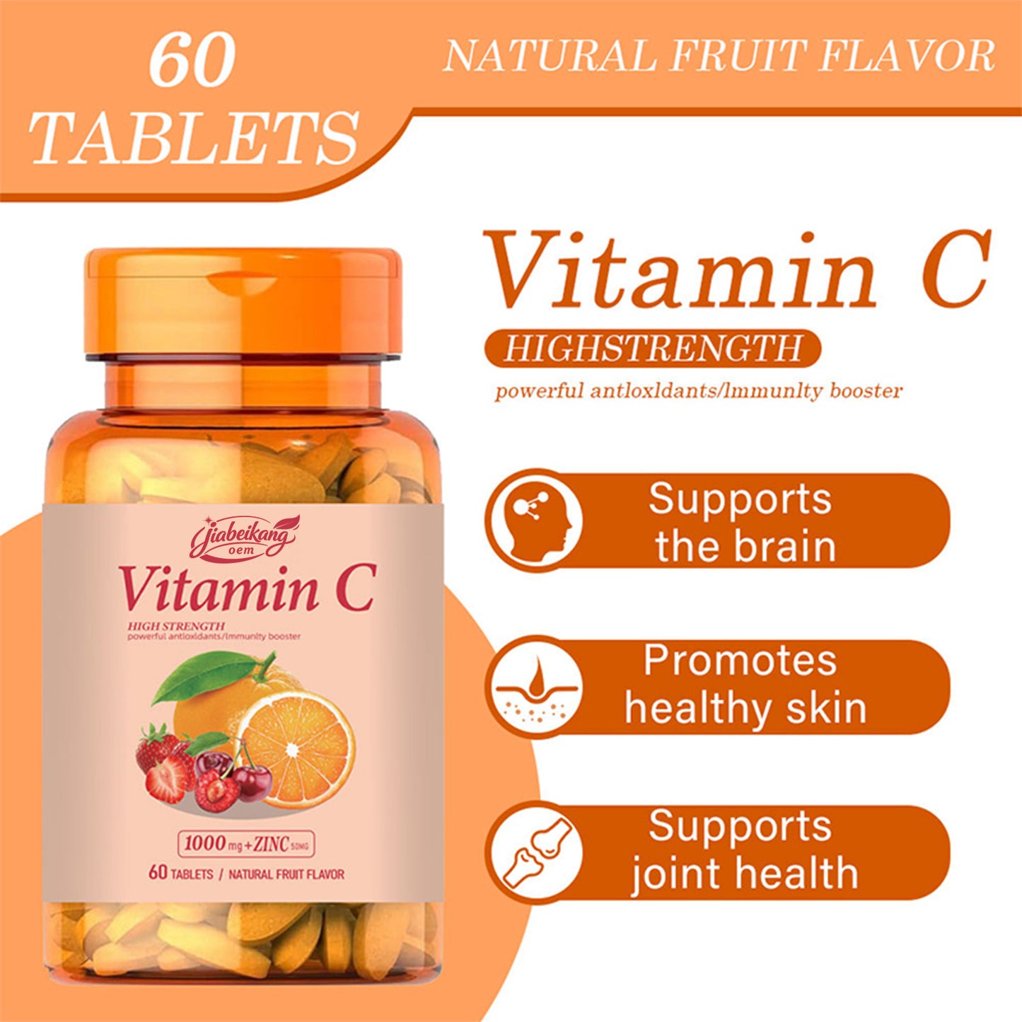 Jiabeikang Factory OEM ODM Custom Vitamins Tables Wholesale Skin Health Seasonal Dietary Supplements Vitamin C Pills Capsules