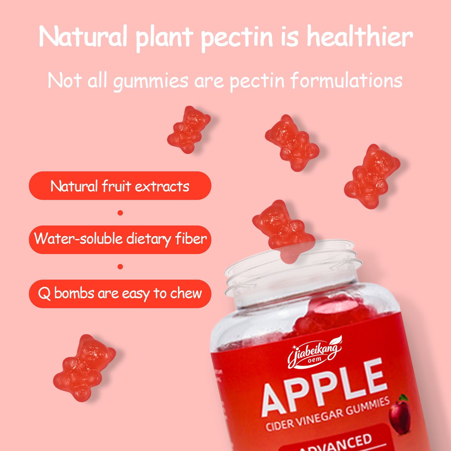 OEM L Carnitine Supplement Health 1000mg Vegan Apple Cider Vinegar Vitamin Gummies