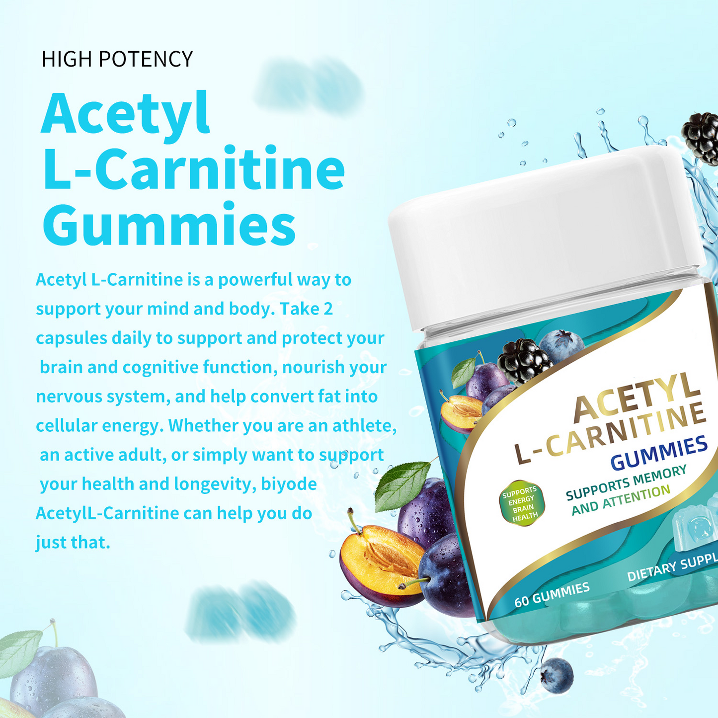 Biyode acetyl L-carnitine supplement wholesale for brain gummies