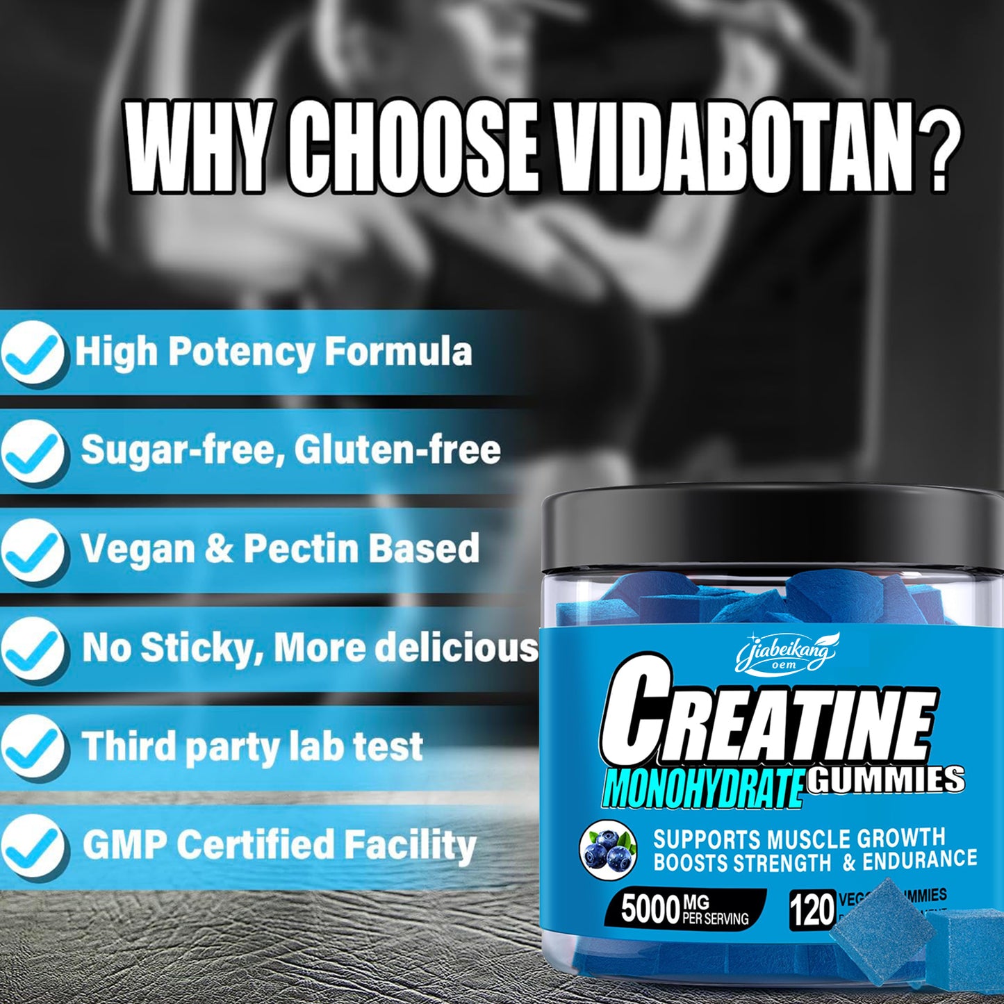 OEM ODM factory custom private label creatine monohydrate wholesale pre workout sport nutrition supplement gym creatine gummies