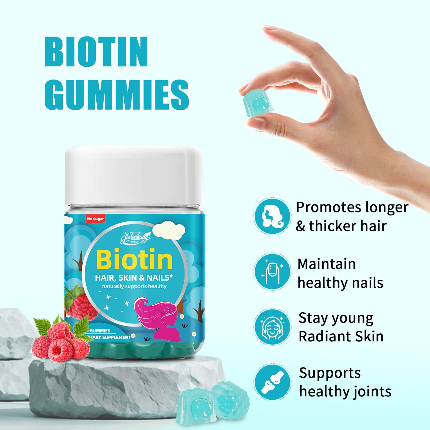 Ready Stock Fast Shipping Biotin Gummies Boost Immunity Power Skin Hair & Nail Health multi vitamin Supplement