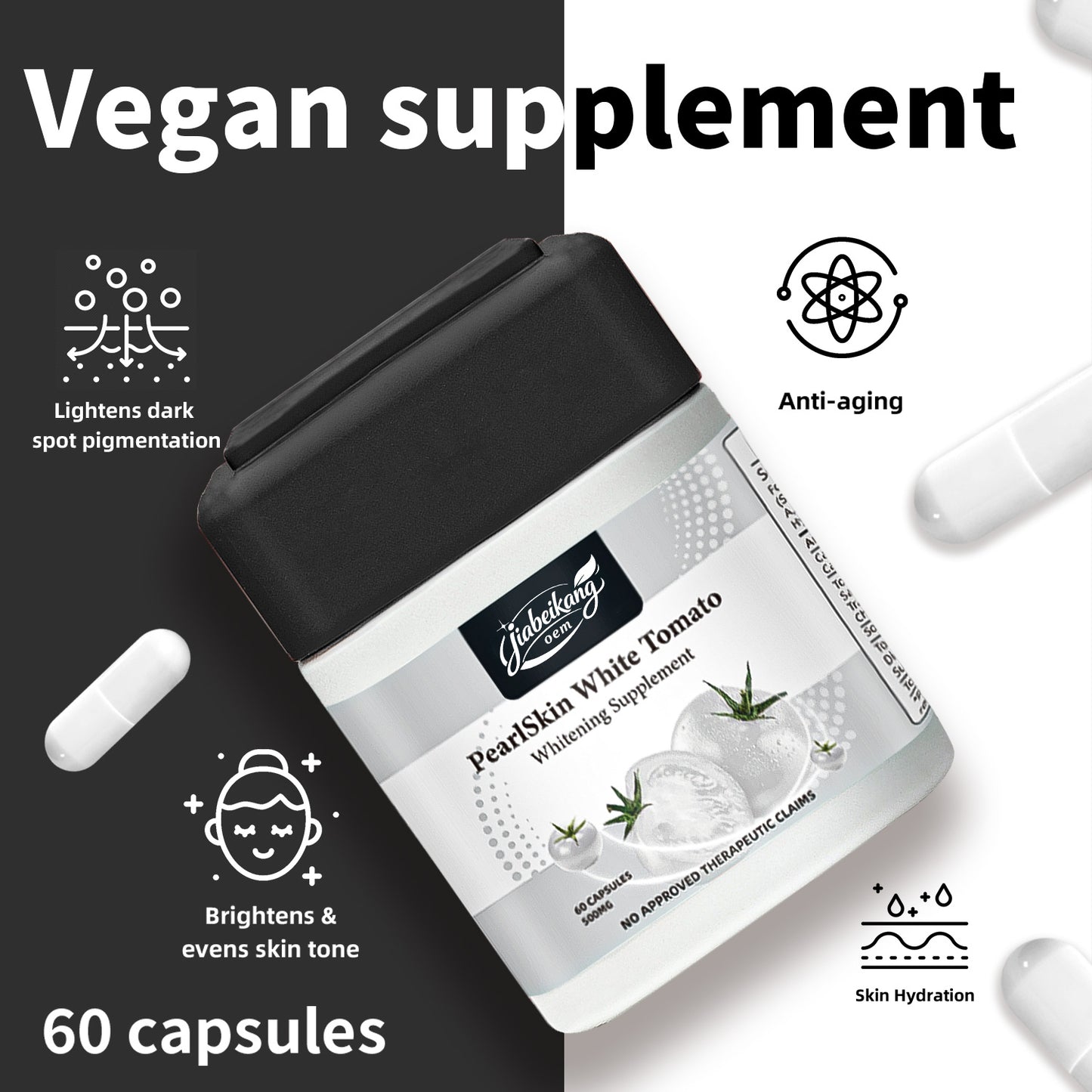 Skin whitening supplement white tomato capsules