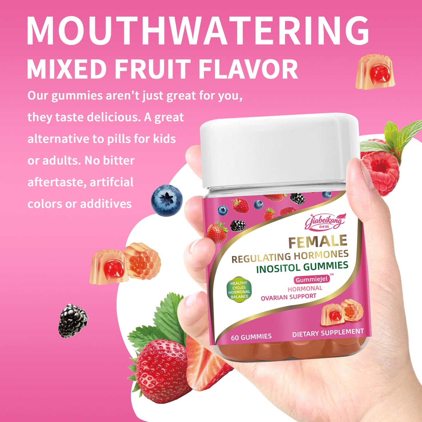 Custom Logo Label Supplement Manufacturer Wholesale Multivitamin Supplement Female Regulating Hormonal Balance Inositol Gummies