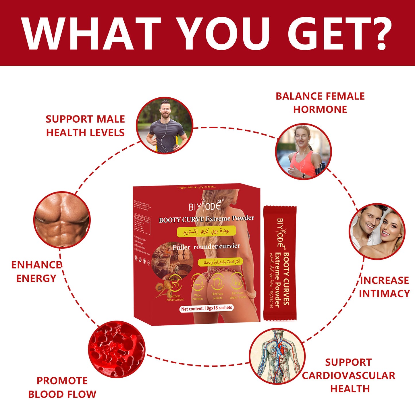 Booty Curve Extreme Powder OEM ODM Wholesale Custom Private Label Maca Powder Booty Curve Buttocks Enhancement Body Shaping Energy Boost Support Male Health Female Hormone Support