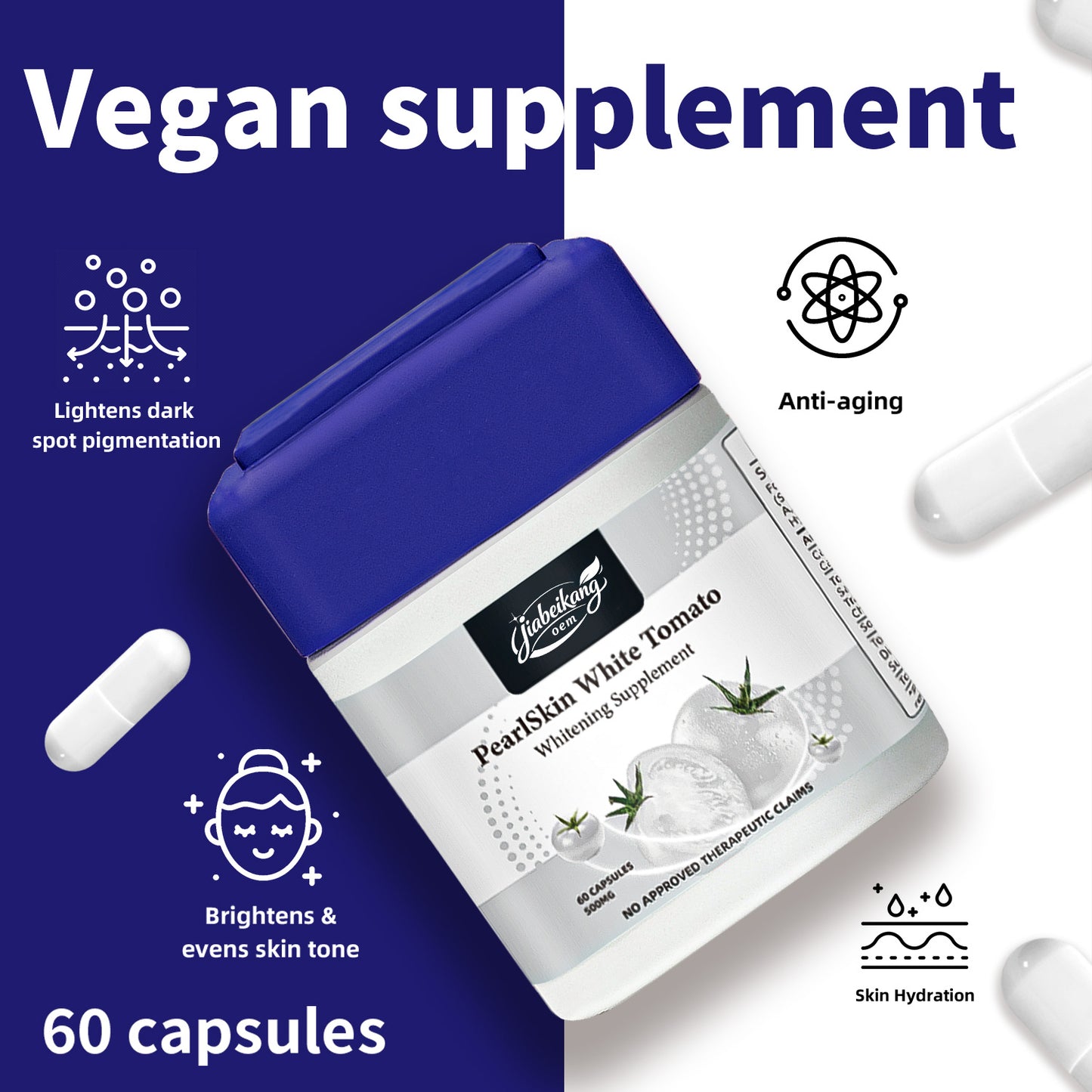 Skin whitening supplement white tomato capsules