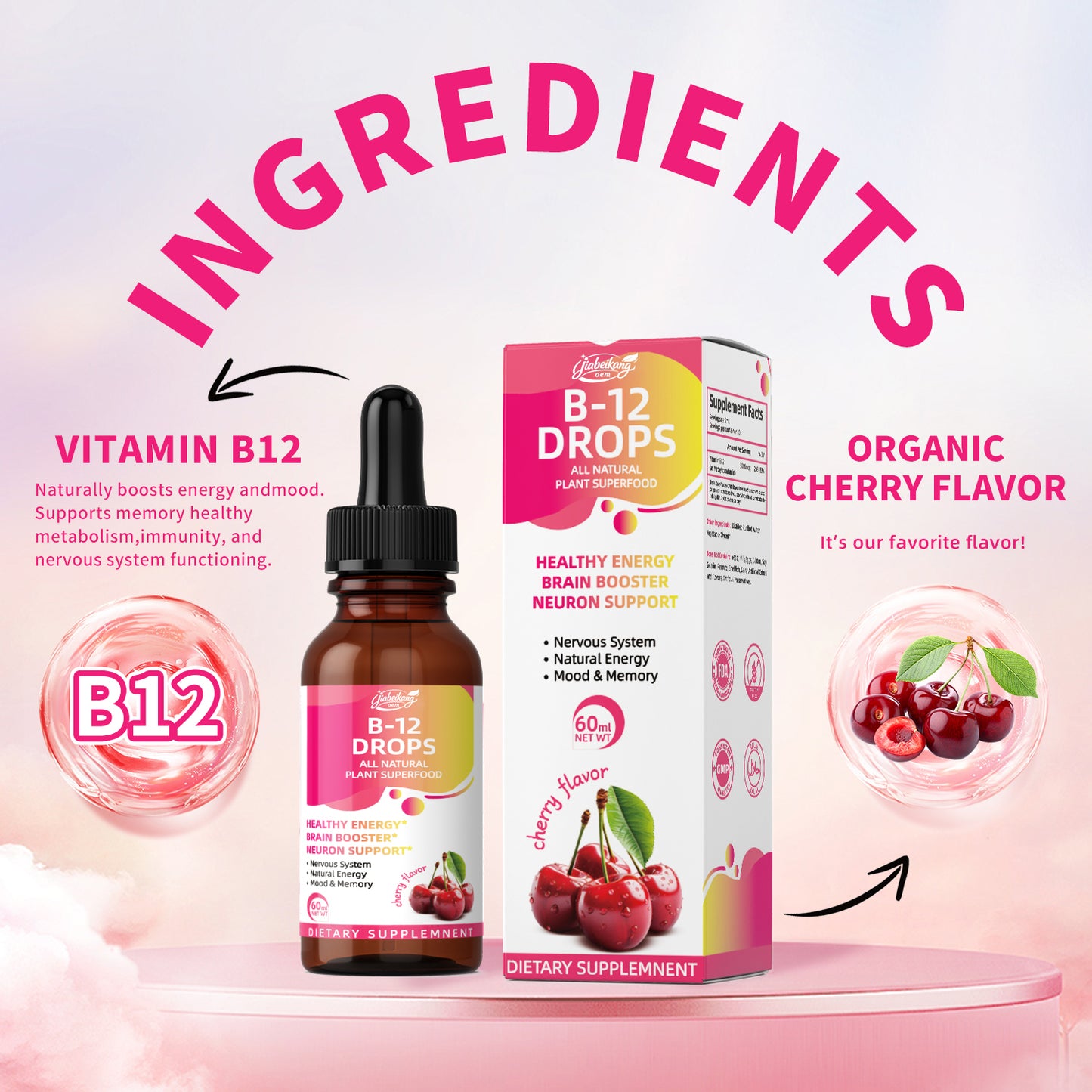 B12 vitamin and supplement wholesale energy booster support liquid drops